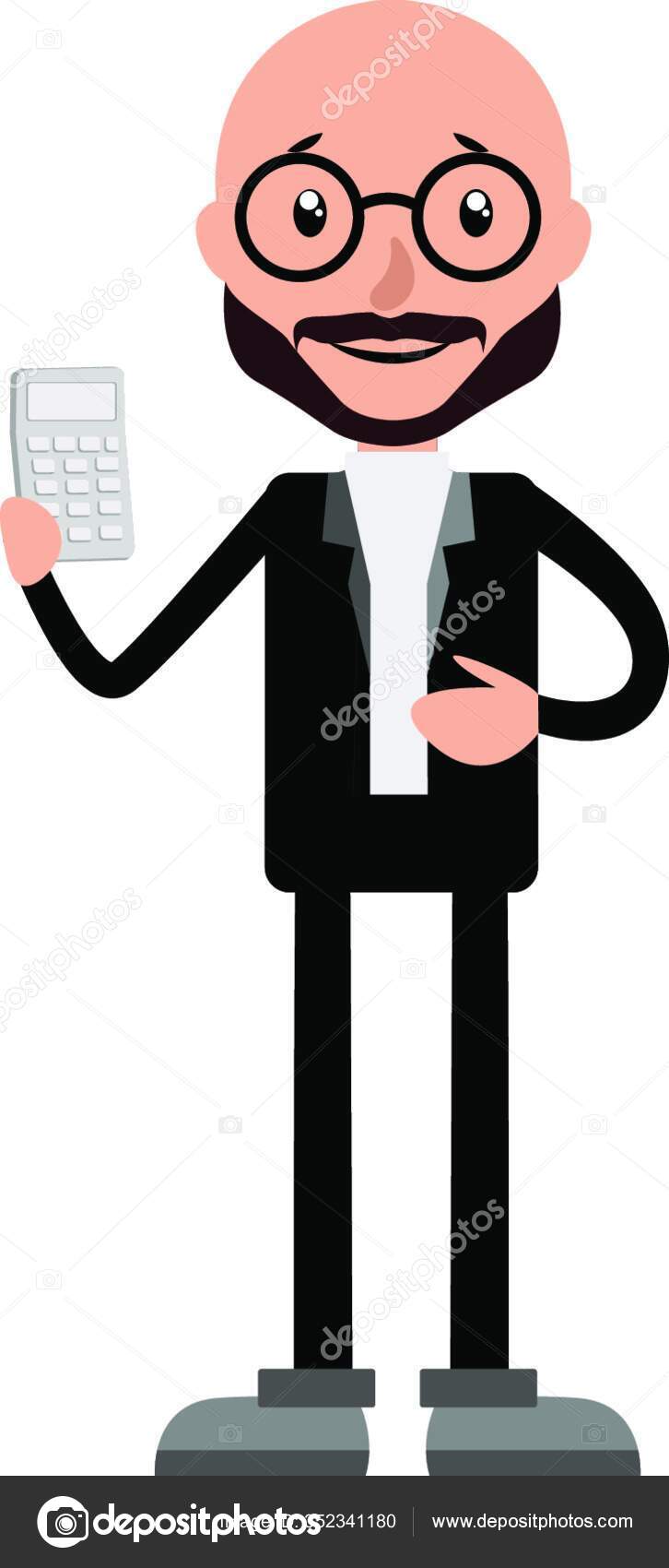 Contador Desenhos Animados Segurando Vetor Ilustracao Calculadora Fundo Branco Vetores De Stock C Panthermediaseller 352341180