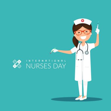 International nurses day on a blue background. Medicine vector illustration clipart