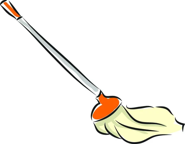 Mop Con Manico Grigio Arancione Illustrazione Vettoriale Sfondo Bianco — Vettoriale Stock