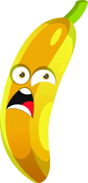 Scared Banana Ilustracja Wektor Białym Tle — Wektor stockowy