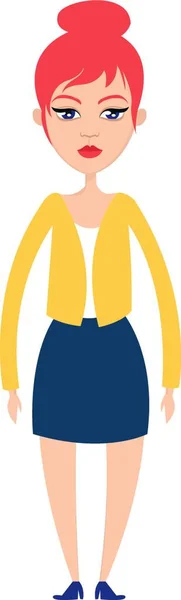 Girl Yellow Blouse Illustration Vector White Background - Stok Vektor