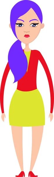 Dívka Purpurovými Vlasy Ilustrace Vektor Bílém Pozadí — Stockový vektor