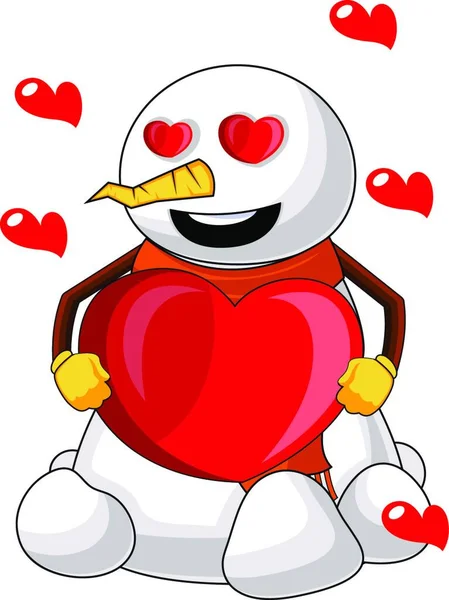 Boneco Neve Amor Ilustração Vetor Fundo Branco — Vetor de Stock