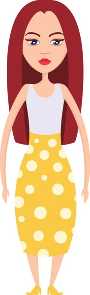 Gambar Vektor Gadis Rambut Merah Pada Latar Belakang Putih - Stok Vektor