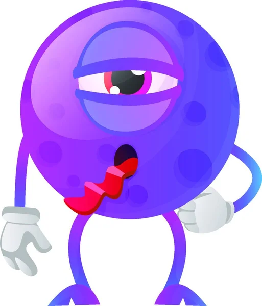 Monstruo Púrpura Enfermo Con Una Lengua Fuera Vector Ilustración Sobre — Archivo Imágenes Vectoriales