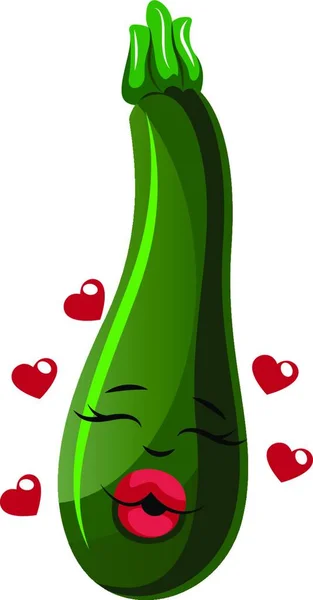 Cartoon Courgettes Liefde Illustratie Vector Witte Achtergrond — Stockvector