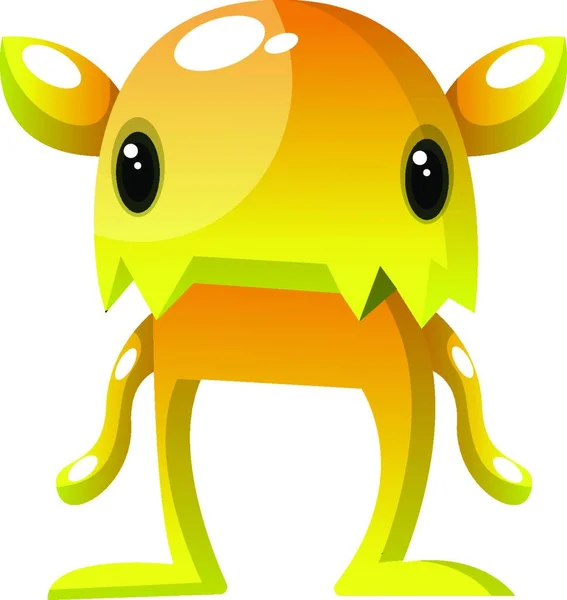 Geel Monster Met Kleine Ogen Illustratie Vector Witte Achtergrond — Stockvector