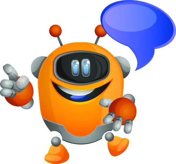 Robot Naranja Lindo Con Vector Ilustración Burbuja Texto Sobre Fondo — Archivo Imágenes Vectoriales