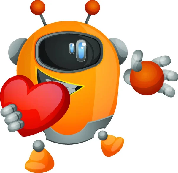 Robot Dibujos Animados Sosteniendo Vector Ilustración Del Corazón Sobre Fondo — Archivo Imágenes Vectoriales