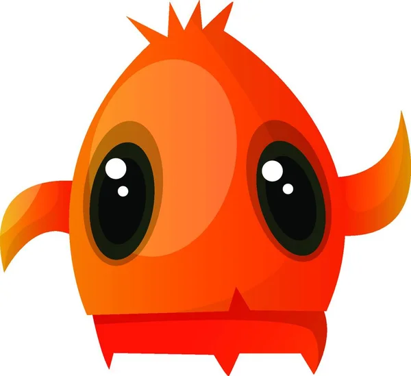 Orangefarbenes Monster Mit Großen Augen Winkt Illustrationsvektor Auf Weißem Hintergrund — Stockvektor