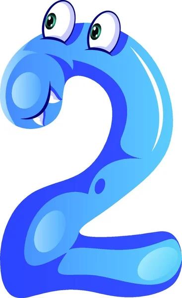 Blaues Monster Der Nummer Zwei Form Illustrationsvektor Auf Weißem Hintergrund — Stockvektor
