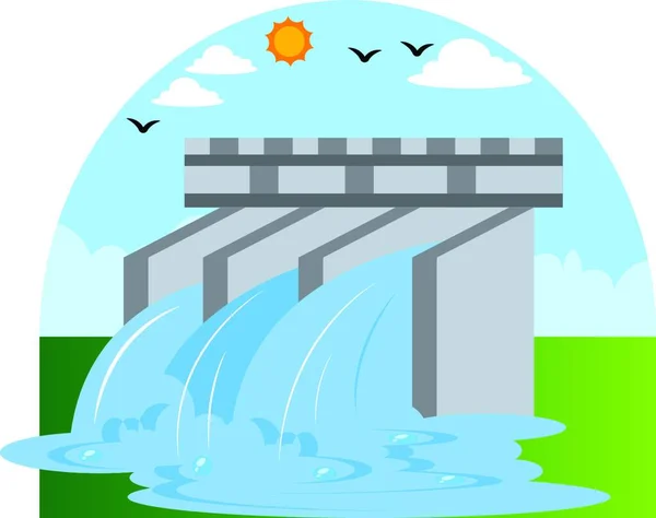 Energía Hidroeléctrica Como Vector Ilustración Fuente Ecológica Sobre Fondo Blanco — Vector de stock
