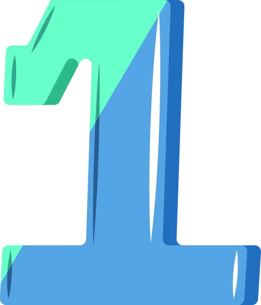 Modré Číslo Jedna Ilustrační Vektor Bílém Pozadí — Stockový vektor