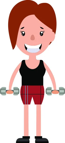 Young Woman Working Out Set Weights Illustration Vector White Background — Stock Vector