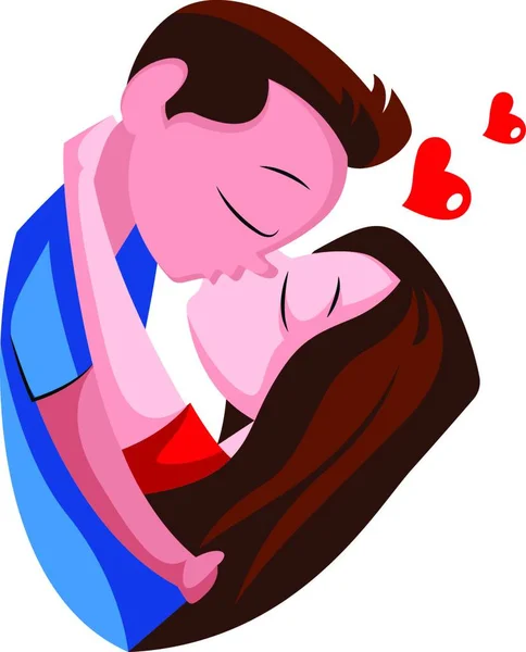 Menina Menino Beijando Vetor Ilustração Fundo Branco —  Vetores de Stock