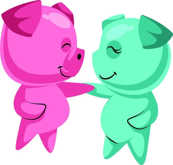 Couple Cute Pigs Love Illustration Vector White Background — Stock Vector