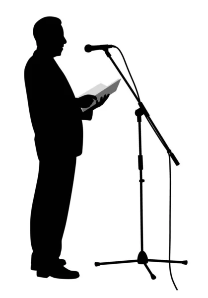Illustration Man Businessman Speaker Presenter Politician Lecturer Public Speaking Isolated — Stock Vector