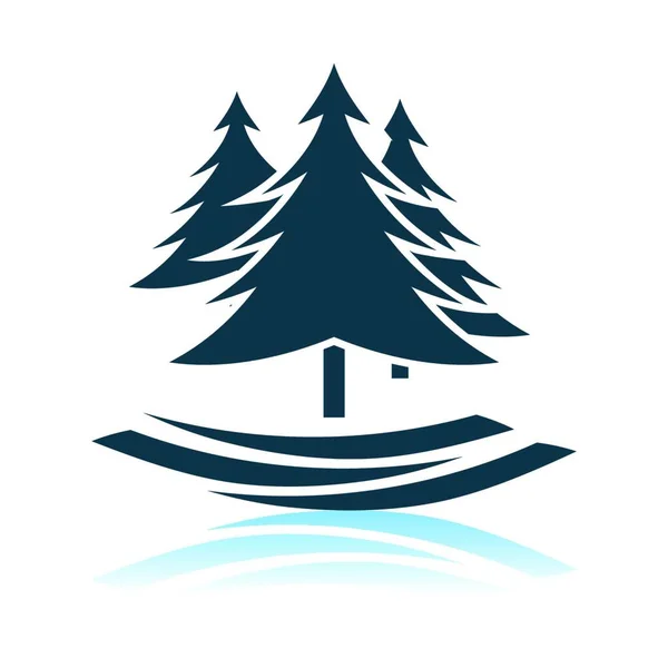 Fir Forest Pictogram Schaduw Reflectie Ontwerp Vector Illustratie — Stockvector