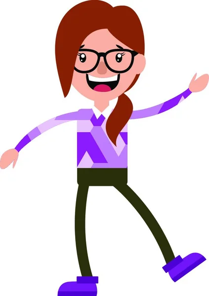 Dance Happy Teenage Girl Glasses Illustration Vector White Background — Stock Vector