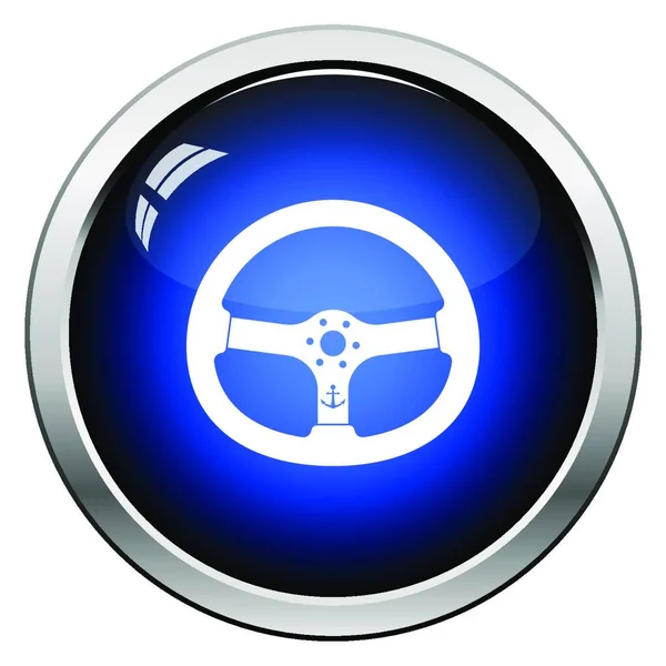 Icono Del Volante Diseño Botón Brillante Ilustración Vectorial — Vector de stock