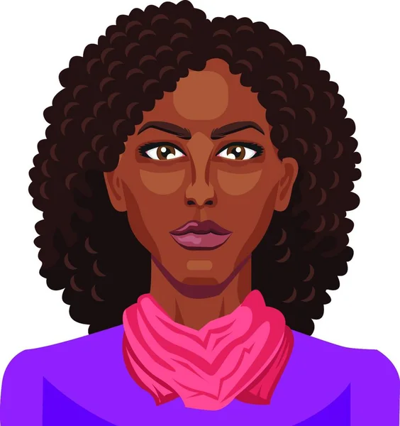 Pretty Afro Lány Göndör Haj Illusztráció Vektor Fehér Háttér — Stock Vector