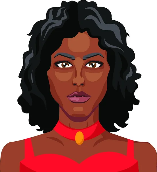 Африканская Девушка Красном Платье Белом Фоне — стоковый вектор