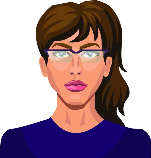 Brunette Fille Avec Des Lunettes Vecteur Illustration Sur Fond Blanc — Image vectorielle