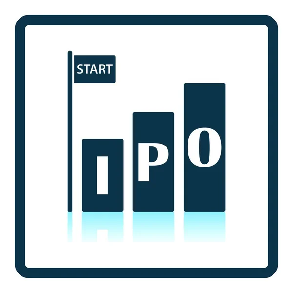 Icône Ipo Conception Réflexion Ombre Carrée Illustration Vectorielle — Image vectorielle