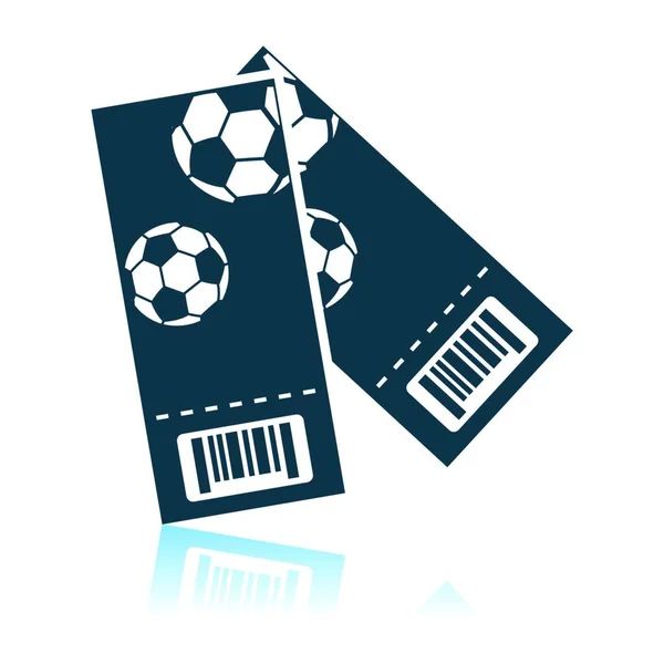 Ikona Dwóch Biletów Futbolowych Refleksja Nad Cieniem Ilustracja Wektora — Wektor stockowy