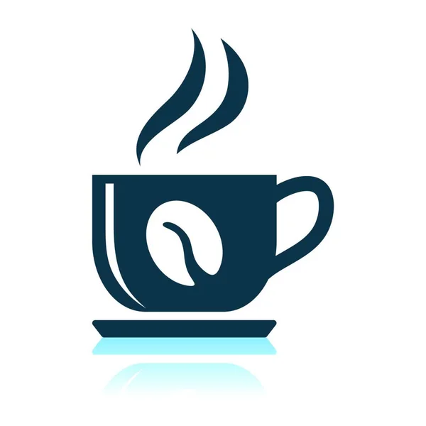 Kávéscsésze Ikonra Árnyék Reflection Design Vektoros Illusztráció — Stock Vector