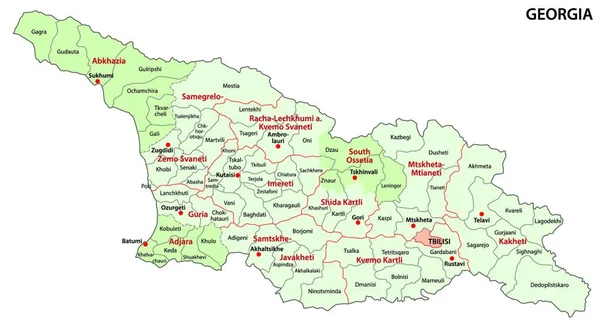 Administrativní Politická Vektorová Mapa Gruzie — Stockový vektor