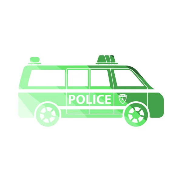 Ikona Policyjna Van Projekt Płaskiej Drabiny Kolorów Ilustracja Wektora — Wektor stockowy