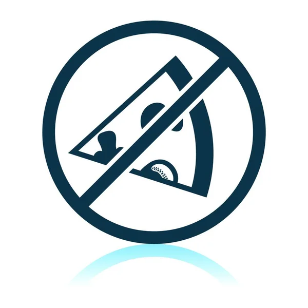 Icona Della Pizza Proibita Progettazione Del Riflesso Ombra Illustrazione Vettoriale — Vettoriale Stock