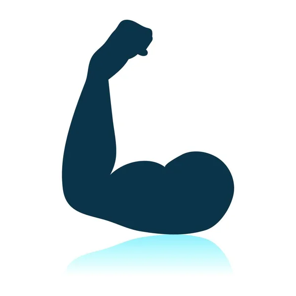 Icône Biceps Conception Réflexion Ombre Illustration Vectorielle — Image vectorielle
