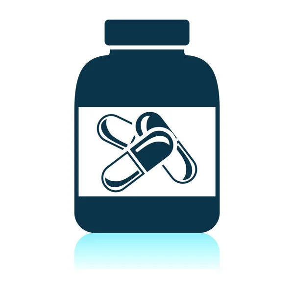 Fitness Pillen Container Icon Design Der Schattenreflexion Vektorillustration — Stockvektor