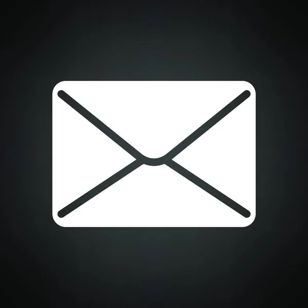Mail Ikone Weiß Auf Schwarzem Hintergrund Vektorillustration — Stockvektor