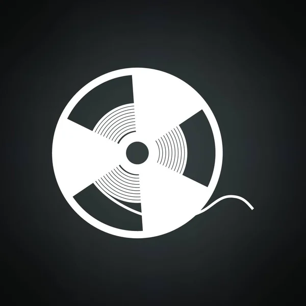 Reel Tape Icon Белый Чёрном Фоне Векторная Миграция — стоковый вектор