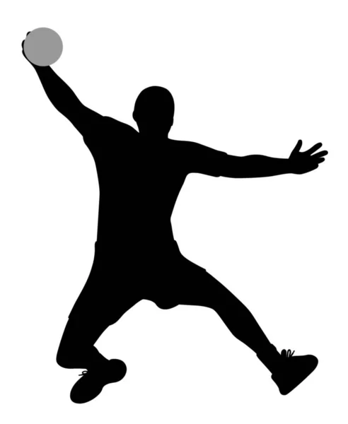 Ilustracja Sylwetki Piłkarza Ręcznego Odizolowane Białe Tło Dostępny Plik Eps — Wektor stockowy