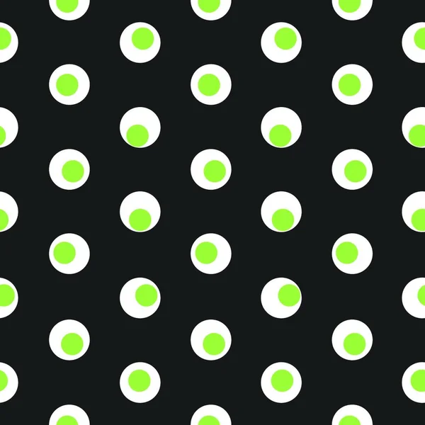 Grün Weiße Tupfen Abstrahieren Nahtlose Muster Auf Dunklem Hintergrund Vektorillustration — Stockvektor