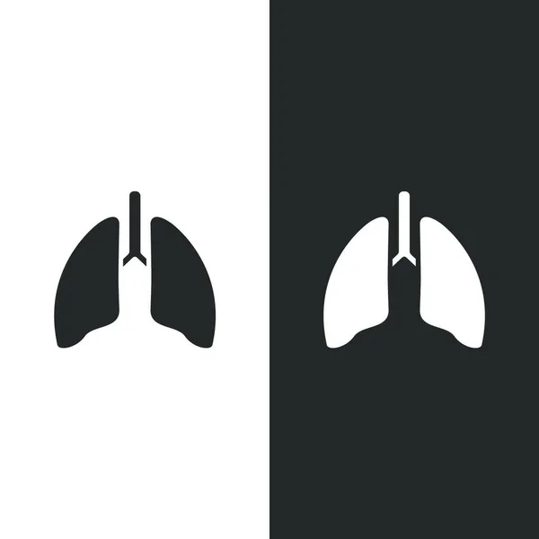 Lungs Icon Black White Background Vector Illustration — Stock Vector