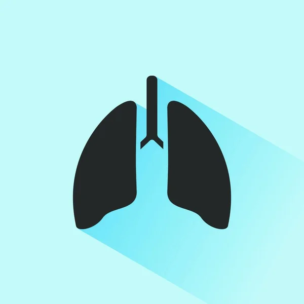 Lungs Icono Con Sombra Sobre Fondo Azul Ilustración Vectorial — Vector de stock