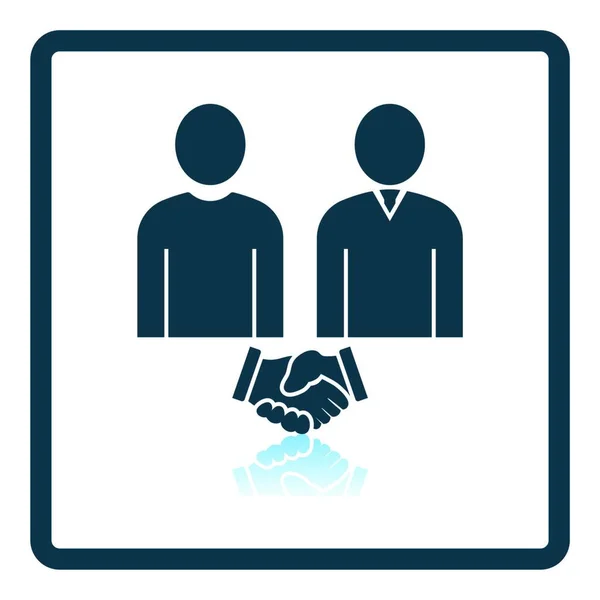 Two Man Making Deal Icon Square Shadow Reflection Design Vector — Stock Vector
