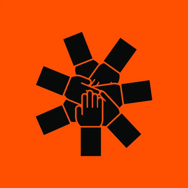 Unité Travail Équipe Icône Noir Sur Fond Orange Illustration Vectorielle — Image vectorielle