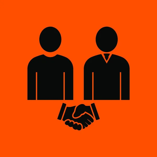 Two Man Making Deal Icon Black Orange Background Vector Illustration — Stock Vector