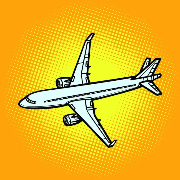 Αεροπορική Μεταφορά Αεροσκαφών Κίτρινο Φόντο Comic Κινούμενα Σχέδια Pop Art — Διανυσματικό Αρχείο