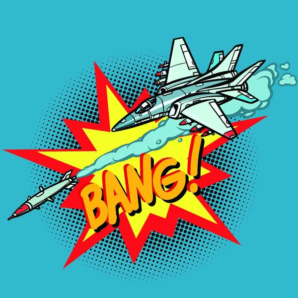 Militaire Vliegtuigen Aangevallen Door Raketten Luchtmacht Van Het Leger Striptekenfilm — Stockvector