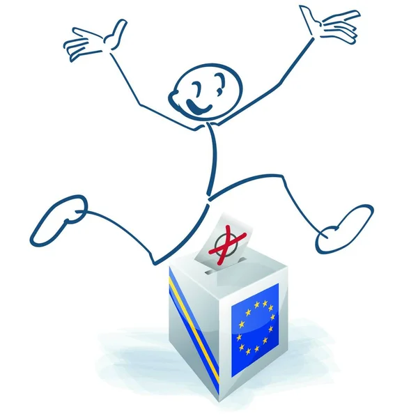 Stick Figure Jump European Ballot Box — vektorikuva