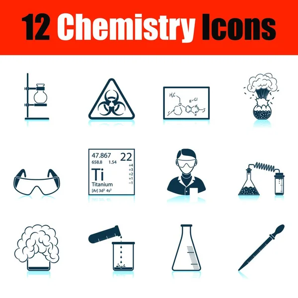 Chemie Icon Set Vorhanden Design Der Schattenreflexion Vektorillustration — Stockvektor