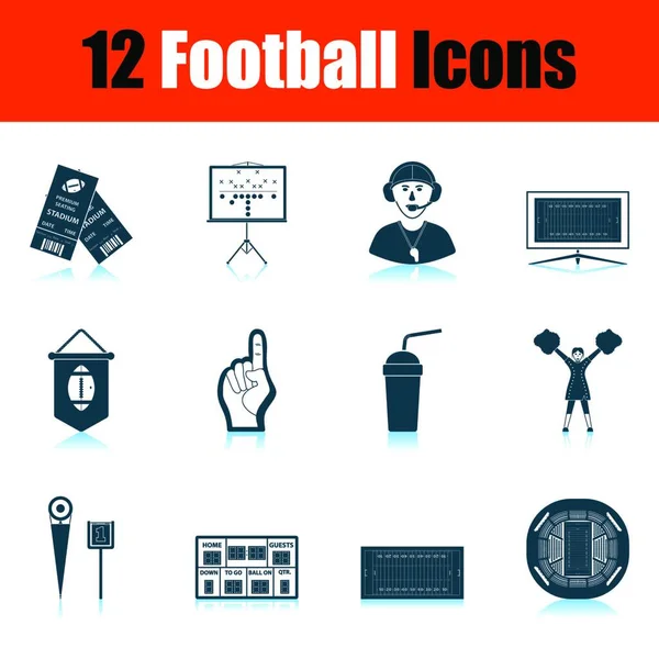 Juego Iconos Fútbol Shadow Reflection Design Ilustración Vectorial — Archivo Imágenes Vectoriales