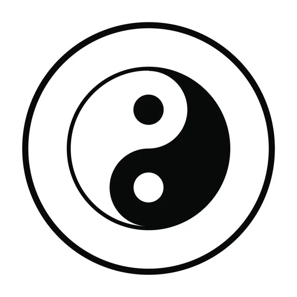 Yin Och Yang Icon Tunn Circle Stencil Design Vektor Illustration — Stock vektor